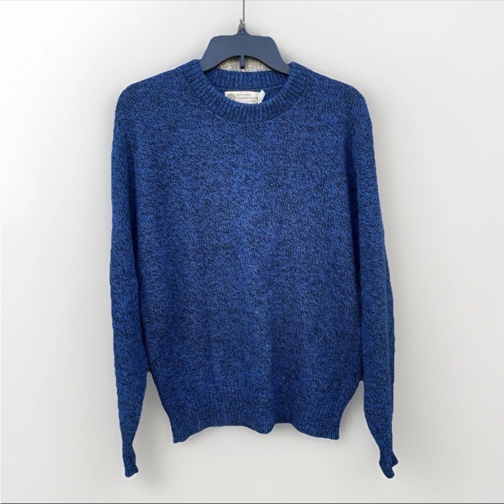 Vintage Kittery Trading Post Men's Large Sweater Blue Wool Nylon Blend Crewneck